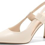 Coutgo Womens Slingback Heels Closed Pointed Toe Slip-on Kitten Heels Sandals Party Prom Dress Shoes