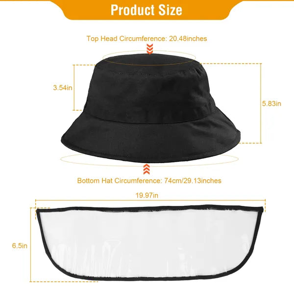 Fishman Hat Protective Face Shield Removable Sun Bucket Cap Face Cover Protect Against UV Spitting Saliva Dust Wind