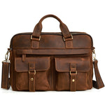 Genuine men''s bags retro men''s business bags briefcase cowhide oblique Bag 15.6 inch Laptop Bag