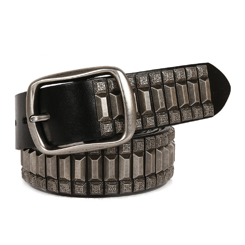 Retro Rivet Cowhide Unisex Belt