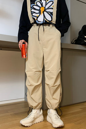 20ss Harbor Style Basic Casual Belt Pants, Leg Binding Overalls, Men''s Versatile Straight Casual Pants