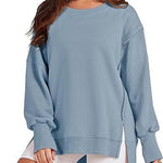 Solid Oversized Sweatshirt Crew Neck Long Sleeve Pullover Hoodies Tops Fashion Fall Women Clothes Winter