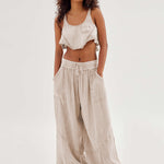 Loose Wide Leg Pants Women Drawstring Leggings Trousers