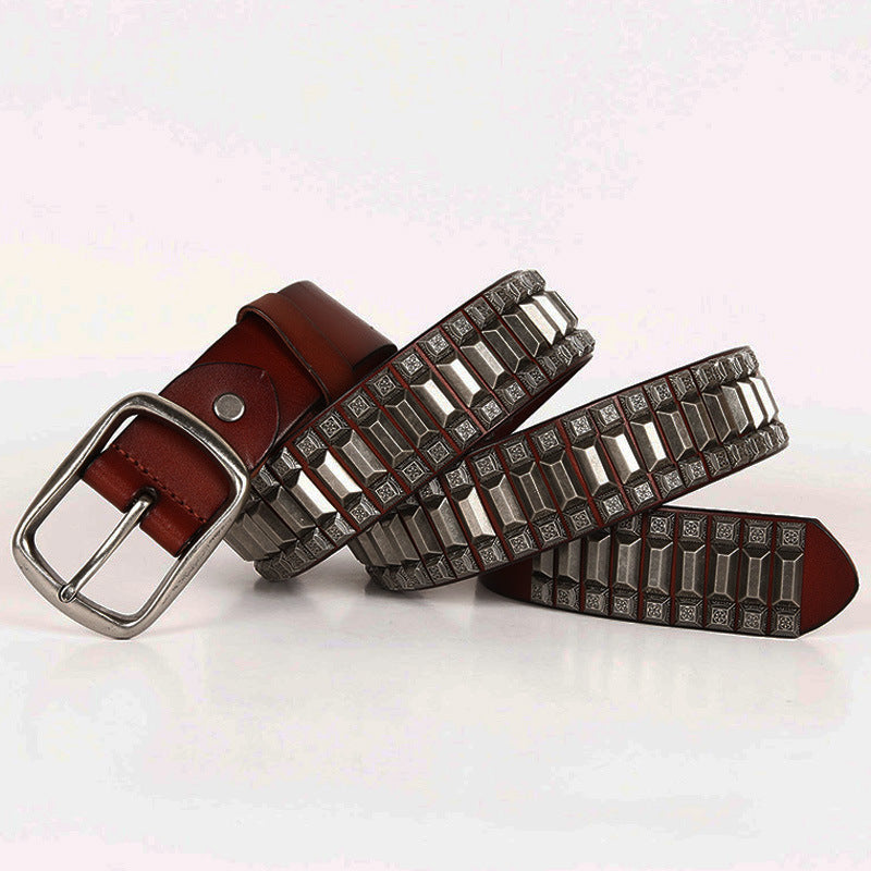 Retro Rivet Cowhide Unisex Belt