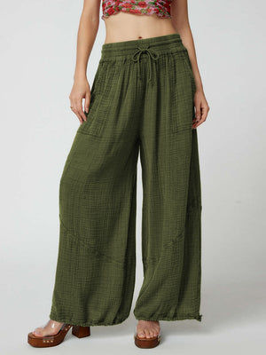 Loose Wide Leg Pants Women Drawstring Leggings Trousers