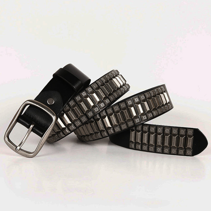 Retro Rivet Cowhide Unisex Belt