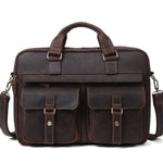 Genuine men''s bags retro men''s business bags briefcase cowhide oblique Bag 15.6 inch Laptop Bag