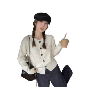 Lazy Bow Short Sweaters Cardigan