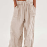 Loose Wide Leg Pants Women Drawstring Leggings Trousers