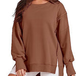 Solid Oversized Sweatshirt Crew Neck Long Sleeve Pullover Hoodies Tops Fashion Fall Women Clothes Winter