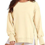 Solid Oversized Sweatshirt Crew Neck Long Sleeve Pullover Hoodies Tops Fashion Fall Women Clothes Winter