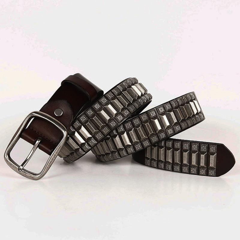 Retro Rivet Cowhide Unisex Belt