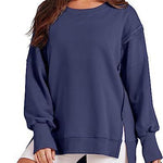 Solid Oversized Sweatshirt Crew Neck Long Sleeve Pullover Hoodies Tops Fashion Fall Women Clothes Winter