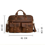 Genuine men''s bags retro men''s business bags briefcase cowhide oblique Bag 15.6 inch Laptop Bag