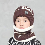 Children's Hats For Autumn And Winter New Boys' Hats And Bibs Set Korean Letters Knitted Hedging Warm Woolen Caps