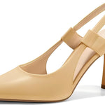 Coutgo Womens Slingback Heels Closed Pointed Toe Slip-on Kitten Heels Sandals Party Prom Dress Shoes