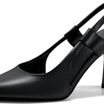 Coutgo Womens Slingback Heels Closed Pointed Toe Slip-on Kitten Heels Sandals Party Prom Dress Shoes