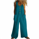 Women's Elegant Wide-Leg Jumpsuit - Button Front Formal & Casual Romper, Lightweight Wear