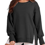 Solid Oversized Sweatshirt Crew Neck Long Sleeve Pullover Hoodies Tops Fashion Fall Women Clothes Winter