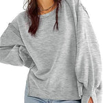 Solid Oversized Sweatshirt Crew Neck Long Sleeve Pullover Hoodies Tops Fashion Fall Women Clothes Winter