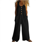Women's Elegant Wide-Leg Jumpsuit - Button Front Formal & Casual Romper, Lightweight Wear