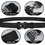 Men Multifunction Nylon Military Tactical Adjustable Waist Belt Quick Release Belt con ajuste de holgura y hebilla magnética rápida.