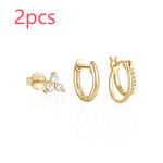 Fashion Double Layer Zircon Earings Set Women