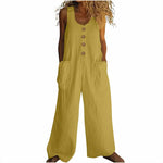 Women's Elegant Wide-Leg Jumpsuit - Button Front Formal & Casual Romper, Lightweight Wear
